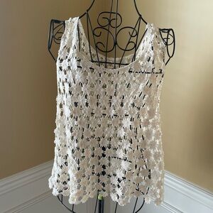 Cream Crochet Floral Tank